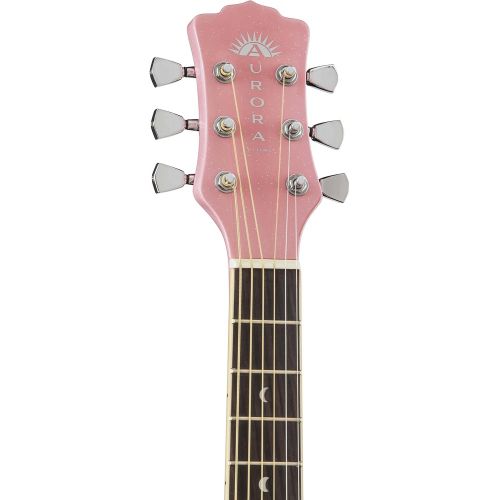  Luna Guitars Luna Aurora Borealis 34 Acoustic Guitar, Pink Pearl