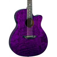 Luna Guitars Luna Gypsy Quilt Top AcousticElectric Guitar, Trans Purple