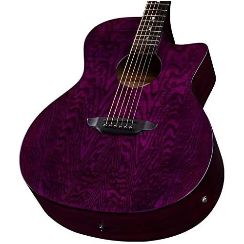  Luna Guitars Luna Gypsy Quilt Top AcousticElectric Guitar, Trans Purple