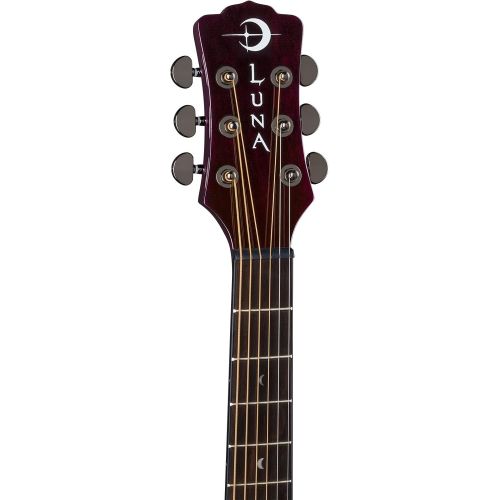  Luna Guitars Luna Gypsy Quilt Top AcousticElectric Guitar, Trans Purple