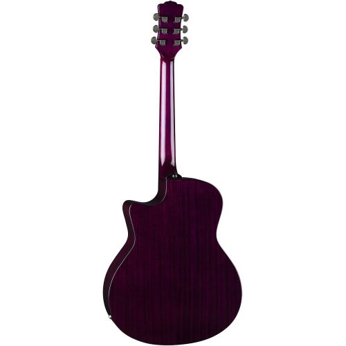  Luna Guitars Luna Gypsy Quilt Top AcousticElectric Guitar, Trans Purple