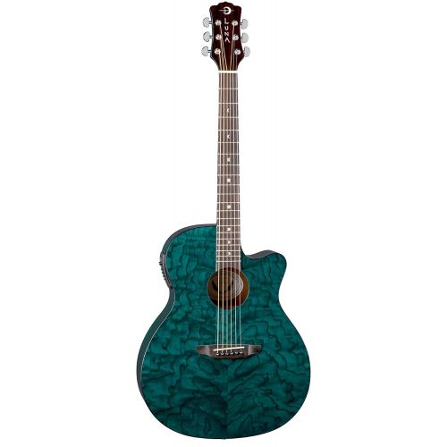  Luna Guitars Luna Gypsy Quilt Top Acoustic/Electric Guitar, Teal