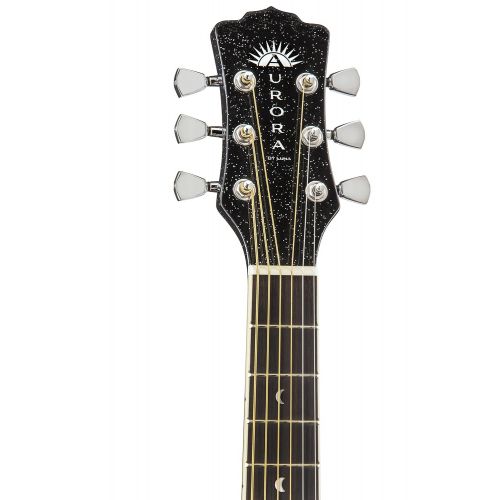  Luna Guitars Luna Aurora Borealis 3/4 Acoustic Guitar, Black Pearl