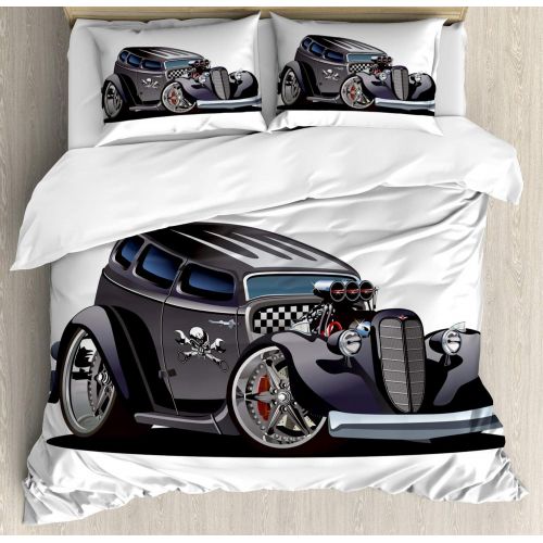  Lunarable Nursery Duvet Cover Set Twin Size, Modern Speed Sport Car Fancy Vivid Toned Exquisite Stylized Automobile Image, Decorative 2 Piece Bedding Set with 1 Pillow Sham, Black