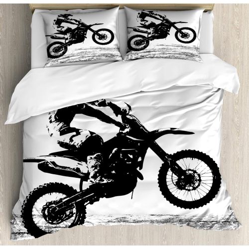  Lunarable Nursery Duvet Cover Set Twin Size, Modern Speed Sport Car Fancy Vivid Toned Exquisite Stylized Automobile Image, Decorative 2 Piece Bedding Set with 1 Pillow Sham, Black