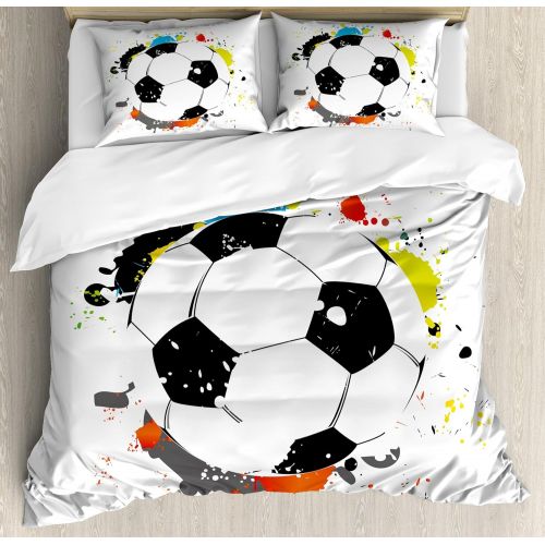  Lunarable Boys Room Duvet Cover Set Queen Size, American Baseball Field with White Markings Painted on Grass Print, Decorative 3 Piece Bedding Set with 2 Pillow Shams, Lime Green C