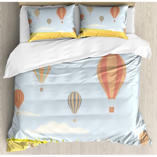  Lunarable Boys Room Duvet Cover Set Queen Size, Basketball in the Street Theme Two Players on Grungy Damaged Backdrop, Decorative 3 Piece Bedding Set with 2 Pillow Shams, Pale Blue