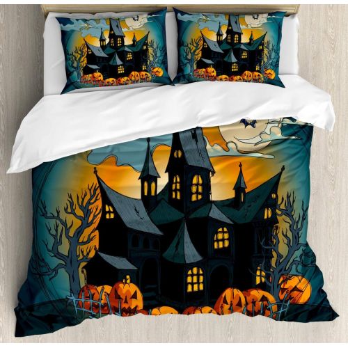  Lunarable Boys Room Duvet Cover Set Queen Size, Basketball in the Street Theme Two Players on Grungy Damaged Backdrop, Decorative 3 Piece Bedding Set with 2 Pillow Shams, Pale Blue