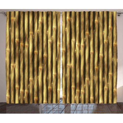  Lunarable Colorful Curtains, Vertical Wood Planks in Carpentry Oak Timber Rustic Country Life, Living Room Bedroom Window Drapes 2 Panel Set, 108 W X 84 L Inches, Multicolor