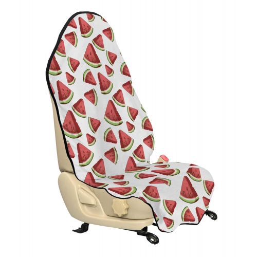  Lunarable Watermelon Car Seat Hoody, Organic Life Themed Fruit Slices Vegan Choices Tropical Summer, Car and Truck Seat Cover Protector with Nonslip Backing Universal Fit, Coral Pa