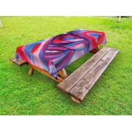 Lunarable Abstract Outdoor Tablecloth, Abstract Colorful Festive Art Forms Swirling Twisting Entangled Shapes, Decorative Washable Picnic Table Cloth, 58 X 104 inches, Violet Blue