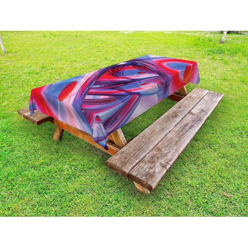  Lunarable Abstract Outdoor Tablecloth, Abstract Colorful Festive Art Forms Swirling Twisting Entangled Shapes, Decorative Washable Picnic Table Cloth, 58 X 104 inches, Violet Blue