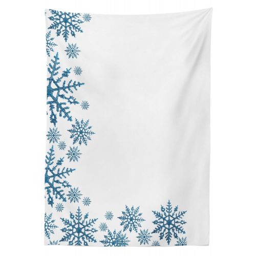  Lunarable Snowflake Outdoor Tablecloth, Snow Inspired Abstract Frozen Season Frame Pattern Christmas Festive Celebration, Decorative Washable Picnic Table Cloth, 58 X 104 Inches, B