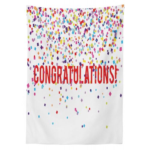  Lunarable Graduation Outdoor Tablecloth, Festive Cheerful Composition of Falling Confetti and Appreciation Message Print, Decorative Washable Picnic Table Cloth, 58 X 84 Inches, Mu