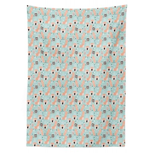  Lunarable Christmas Outdoor Tablecloth, Socks Mittens and Cup of Coffee Winter Festive Season Elements, Decorative Washable Picnic Table Cloth, 58 X 120 Inches, Pale Blue Peach Pal