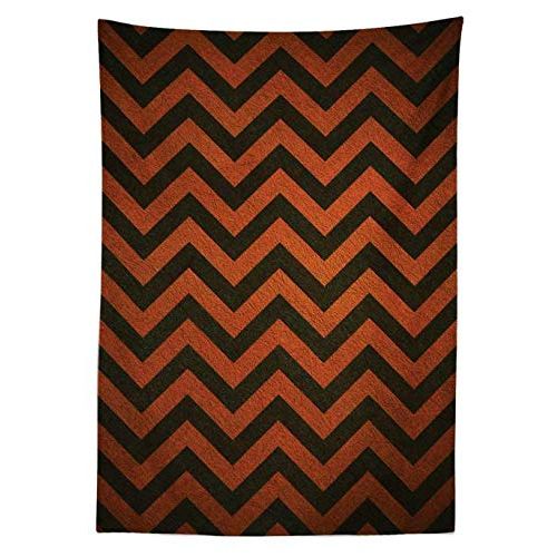  Lunarable Halloween Outdoor Tablecloth, Abstract Retro Grunge Chevron Strips Halloween Spirit Illustration, Decorative Washable Picnic Table Cloth, 58 X 120 Inches, Burnt Orange Da