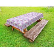 Lunarable Vaporwave Outdoor Tablecloth, Festive Stars and Moon with Blossoming Romantic Roses Gothic, Decorative Washable Picnic Table Cloth, 58 X 84 Inches, Pale Pink Lavender Blu
