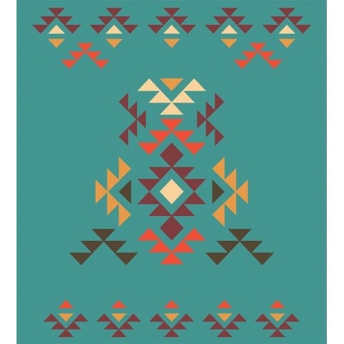  Lunarable Geometric Duvet Cover Set, Primitive Culture Pattern Ornament Orient Tribal Elements, Decorative 3 Piece Bedding Set with 2 Pillow Shams, Queen Size, Beige Brown