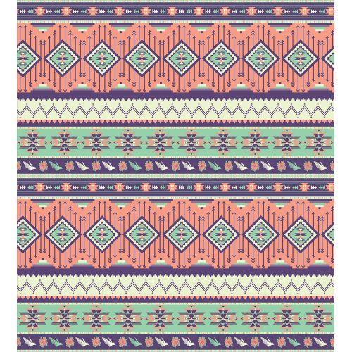  Lunarable Geometric Duvet Cover Set, Primitive Culture Pattern Ornament Orient Tribal Elements, Decorative 3 Piece Bedding Set with 2 Pillow Shams, Queen Size, Beige Brown