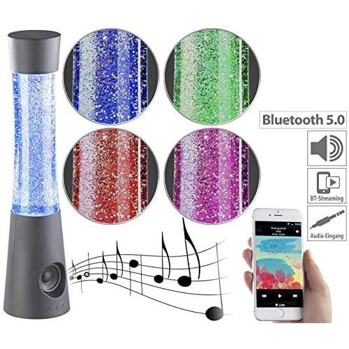  Besuchen Sie den Lunartec-Store Lunartec Glitterlampe: Tornado-Lampe mit Lautsprecher, RGB-LEDs, Glitzer, Bluetooth & AUX-In (Lavalampe Tornado)