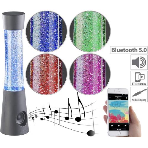  Besuchen Sie den Lunartec-Store Lunartec Glitterlampe: Tornado-Lampe mit Lautsprecher, RGB-LEDs, Glitzer, Bluetooth & AUX-In (Lavalampe Tornado)