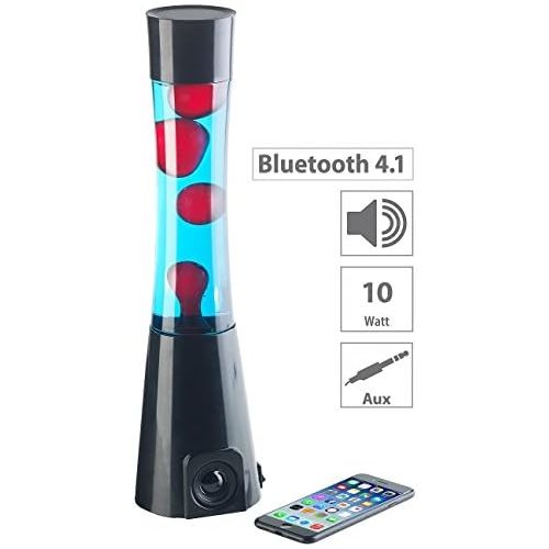  Lunartec Light: Lava Lamp Red/Blue with 10 Watt Speaker, Bluetooth 4.1 and AUX-In (Decorative Lights)