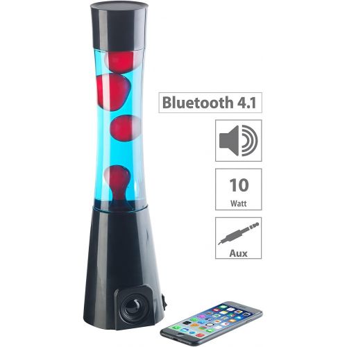  Lunartec Light: Lava Lamp Red/Blue with 10 Watt Speaker, Bluetooth 4.1 and AUX-In (Decorative Lights)