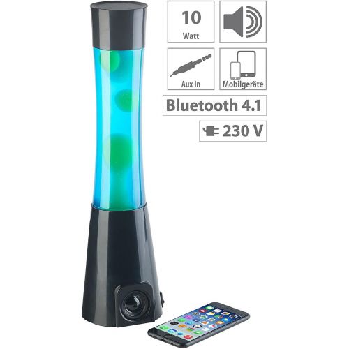  Besuchen Sie den Lunartec-Store Lunartec Box, Bluetooth: Lavalampe gruen/blau mit 10-Watt-Lautsprecher, Bluetooth 4.1 und AUX-In (Lava-Leuchte)