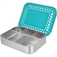 LunchBots Large Cinco Stainless Steel Lunch Container - Five Section Design Holds a Variety of Foods - Metal Bento Box - Dishwasher Safe - Stainless Lid - Aqua Dots