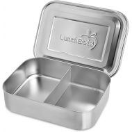 LunchBots Small Snack Packer Bento Box - Extra Small Divided Stainless Steel Snack Container - 2 Compartments for Fruits, Vegetables and Finger Foods - Dishwasher Safe - Stainless Lid