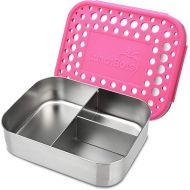 LunchBots Medium Trio II Snack Container - Divided Stainless Steel Food Container - Three Sections for Snacks On the Go - Eco-Friendly, Dishwasher Safe, BPA-Free - Stainless Lid - Pink Dots