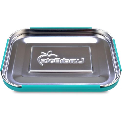  [아마존베스트]LunchBots Medium Trio II Snack Container - Divided Stainless Steel Food Container - Three Sections for Snacks On the Go - Eco-Friendly, Dishwasher Safe, BPA-Free - Stainless Lid -