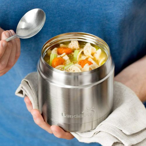  [아마존베스트]LunchBots 16oz Thermal Stainless Steel Wide Mouth Thermos - Insulated Container with Lid Keeps Food Hot or Cold for Hours - Leak-Proof Portable Thermal Food Jar is Ideal for Soup -