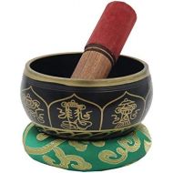 Lungta Imports DharmaObjects Tibetan Extra Large Heavy Meditation Om Mani Padme Hum Singing Bowl With Mallet and Silk Cushion명상종 싱잉볼