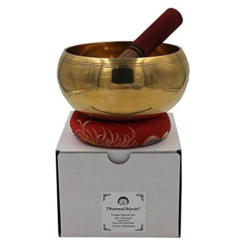  Lungta Imports DharmaObjects Tibetan Extra Large Heavy Meditation Ring Gong Hammer Mark Singing Bowl With Mallet and Silk Cushion명상종 싱잉볼