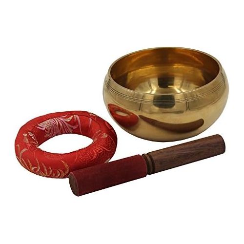  Lungta Imports DharmaObjects Tibetan Extra Large Heavy Meditation Ring Gong Hammer Mark Singing Bowl With Mallet and Silk Cushion명상종 싱잉볼