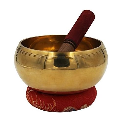  Lungta Imports DharmaObjects Tibetan Extra Large Heavy Meditation Ring Gong Hammer Mark Singing Bowl With Mallet and Silk Cushion명상종 싱잉볼