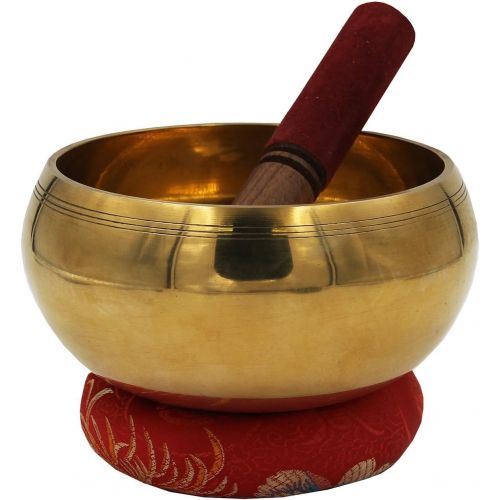  Lungta Imports DharmaObjects Tibetan Extra Large Heavy Meditation Ring Gong Hammer Mark Singing Bowl With Mallet and Silk Cushion명상종 싱잉볼