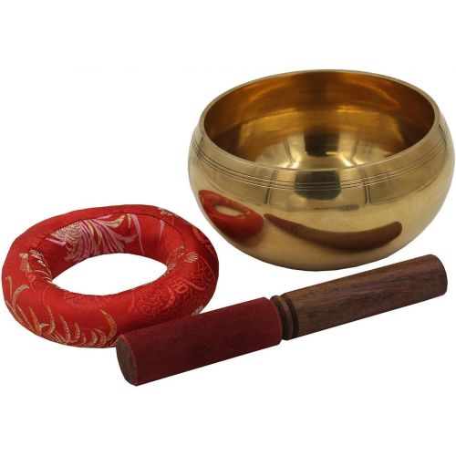  Lungta Imports DharmaObjects Tibetan Extra Large Heavy Meditation Ring Gong Hammer Mark Singing Bowl With Mallet and Silk Cushion명상종 싱잉볼