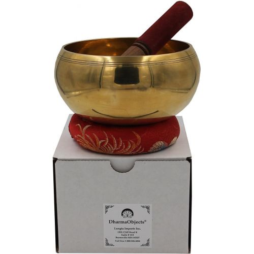  Lungta Imports DharmaObjects Tibetan Extra Large Heavy Meditation Ring Gong Hammer Mark Singing Bowl With Mallet and Silk Cushion명상종 싱잉볼
