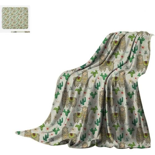  Luoiaax Llama Warm Microfiber All Season Blanket Flora and Fauna of The South America Llama and Cactus Plants Hand Drawn Illustration Summer Quilt Comforter 50x30 Multicolor