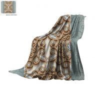 Luoiaax Diamond Lightweight Blanket Vintage Gold Swirling Lines Ornament with Diamonds Over Damask Retro Style Boho Print Velvet Plush Throw Blanket 50x30 Tan Teal