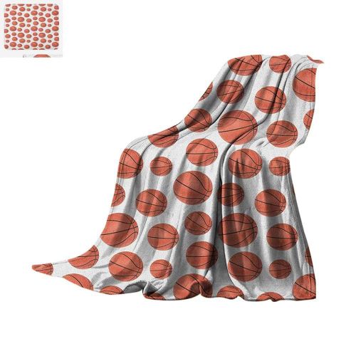  Luoiaax Basketball Lightweight Blanket Realistic Style Balls Pattern on White Classical Sports Themed Velvet Plush Throw Blanket 50x30 Pale Cinnamon Black White