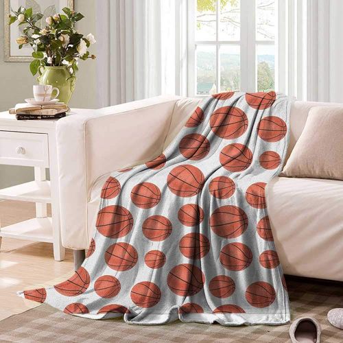  Luoiaax Basketball Lightweight Blanket Realistic Style Balls Pattern on White Classical Sports Themed Velvet Plush Throw Blanket 50x30 Pale Cinnamon Black White