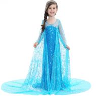 Lurwsuit Girls Sequined Princess Dress for Halloween Cosplay Long Sleeve Fancy Party Dress Up Costume