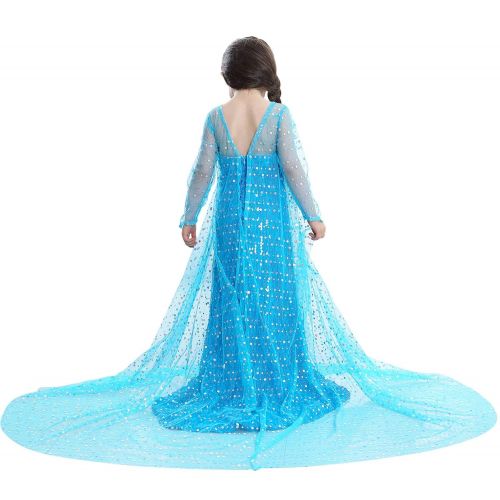  Lurwsuit Girls Sequined Princess Dress for Halloween Cosplay Long Sleeve Fancy Party Dress Up Costume