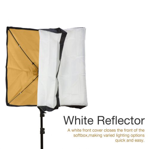  Lusana Studio 24 Gold Softbox Lighting Reflector and Boom Arm Stand Kit with 50W CFL Photo Bulb, Tripod Light Stand, Swivel Head Boom Arm, and Sand Bag, LNA1031