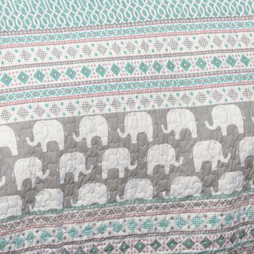  Lush Decor Elephant Stripe Bedding Quilt Set