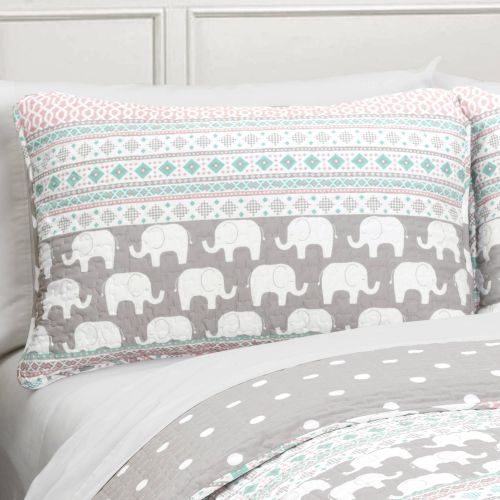  Lush Decor Elephant Stripe Bedding Quilt Set