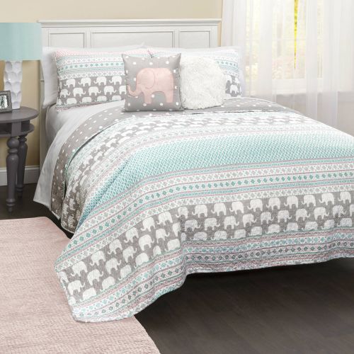  Lush Decor Elephant Stripe Bedding Quilt Set